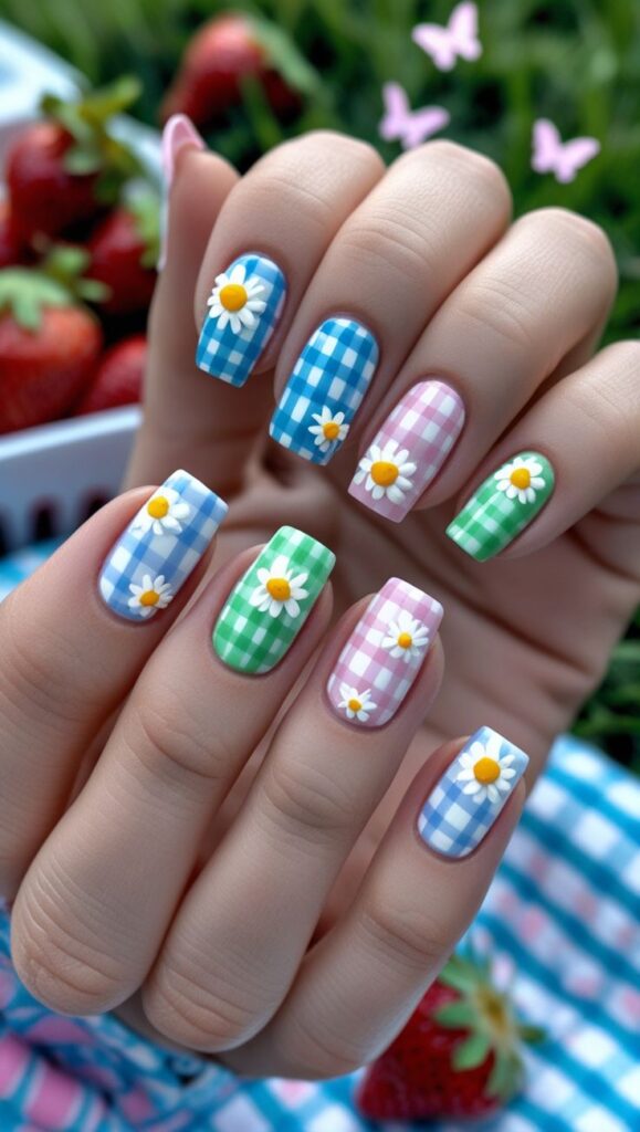 Gingham Harvest Nails