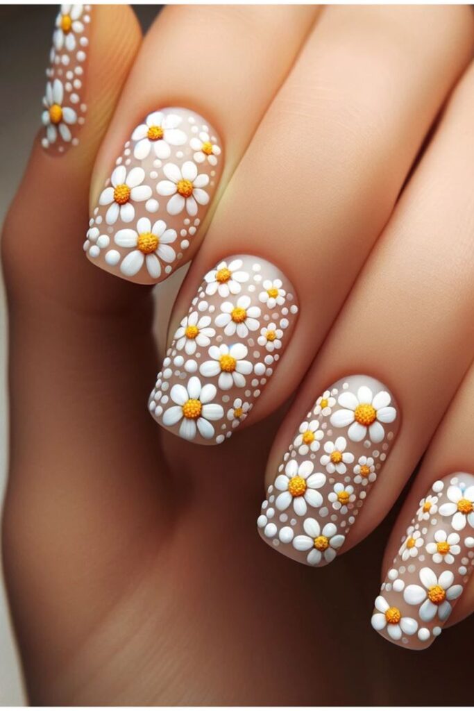 Floral Dot Nails