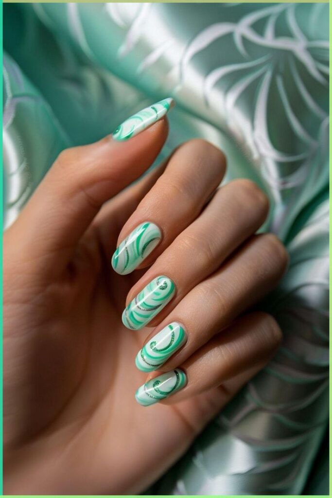 Mint Green Gloss Nails
