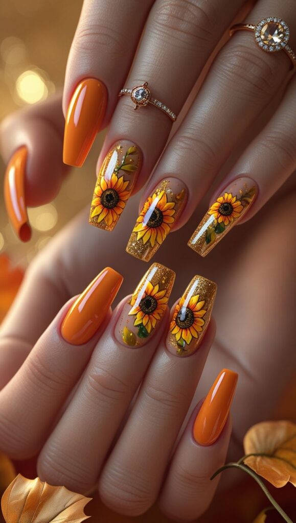 Sunflower Gratitude Nails