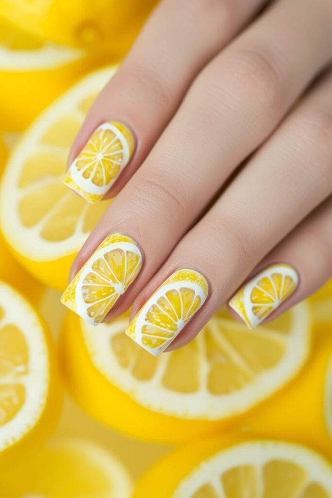 Glitter Lemon Nails