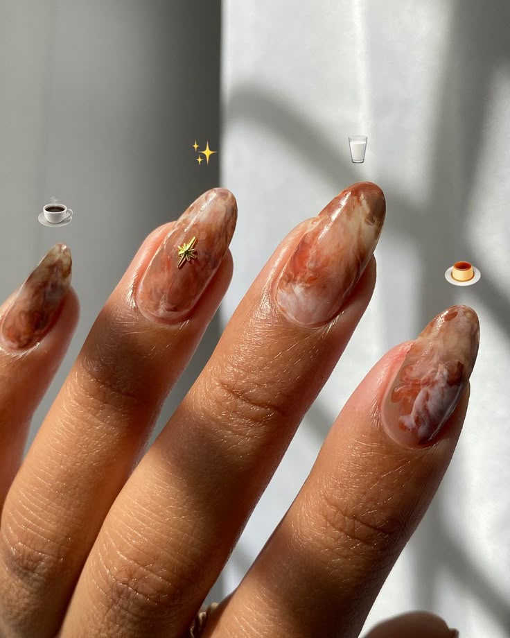 Caramel Marble Nails