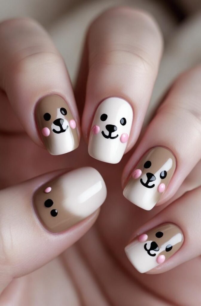 Teddy Bear Accent Nails