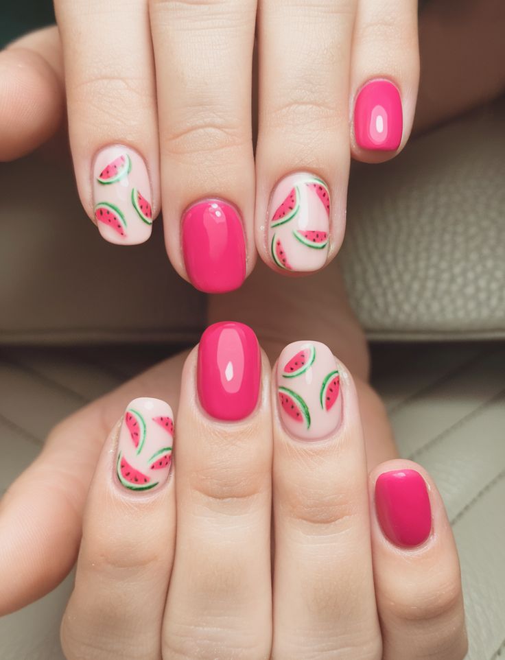 Watermelon Tip Nails