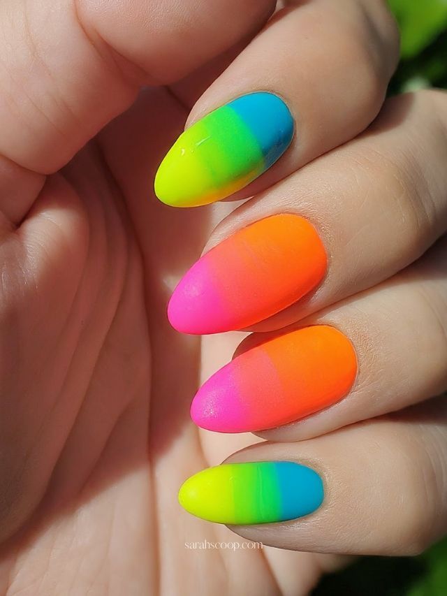 Neon Dip Powder Nails
