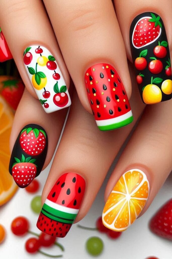 Fruity Accent Nails