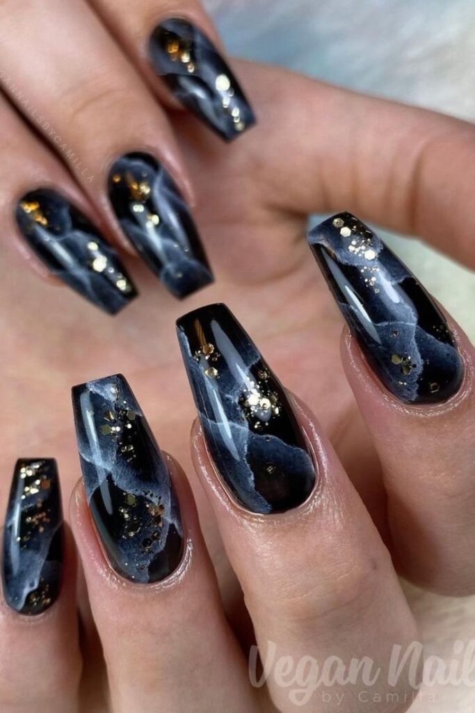 Black Marble Nails