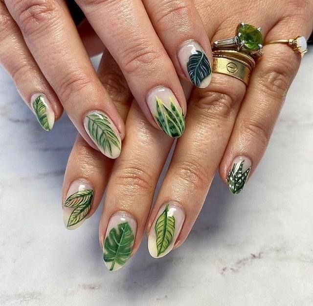 Botanical Line Art Nails