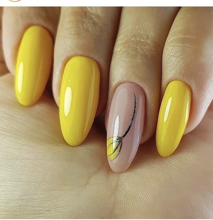 Yellow Chrome Nails