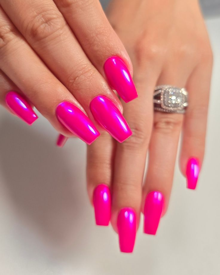 Hot Pink Flash Nails