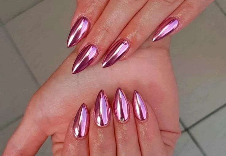 Barbie Pink Chrome Nails