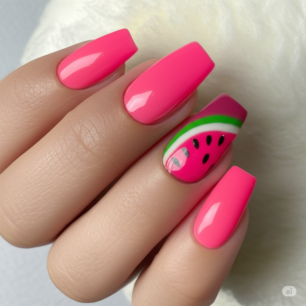 Watermelon Splash Nails