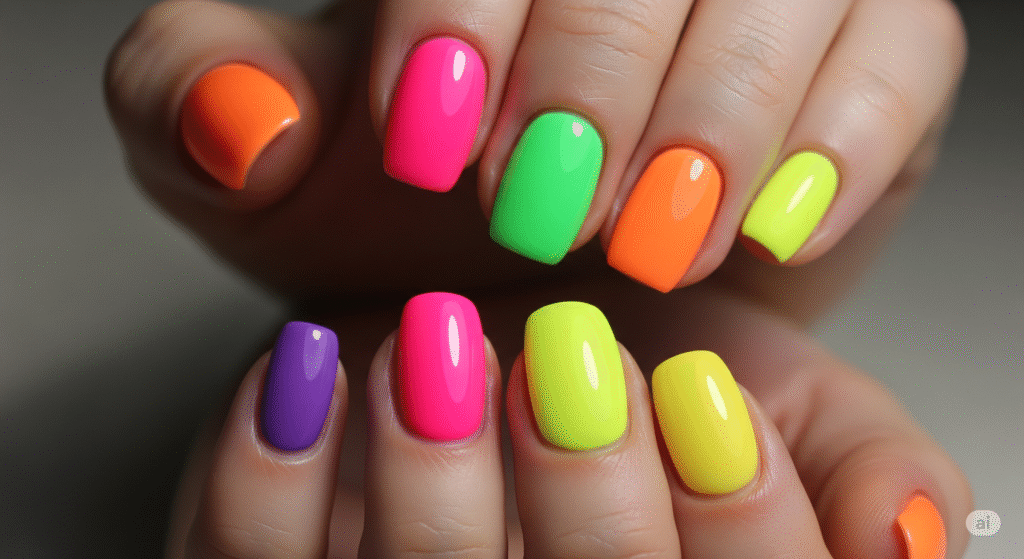 Neon Skittle Nails