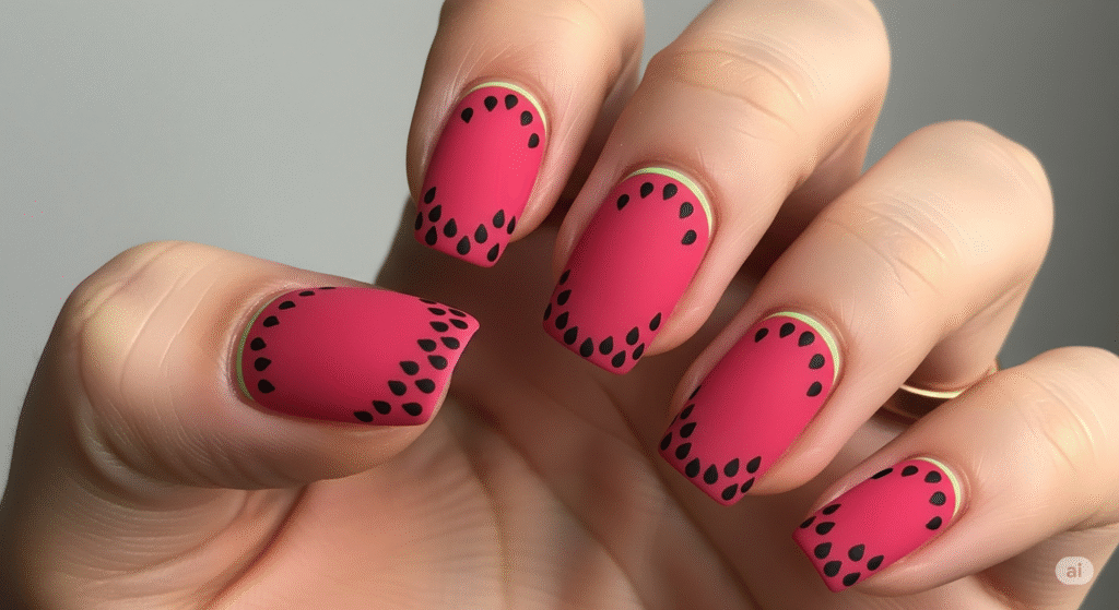 Matte Watermelon Nails