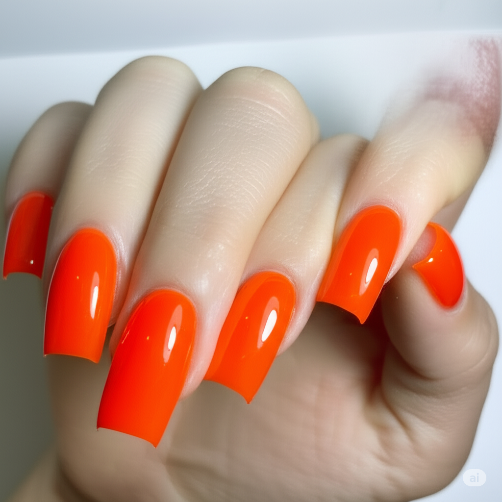 Highlighter Orange Nails