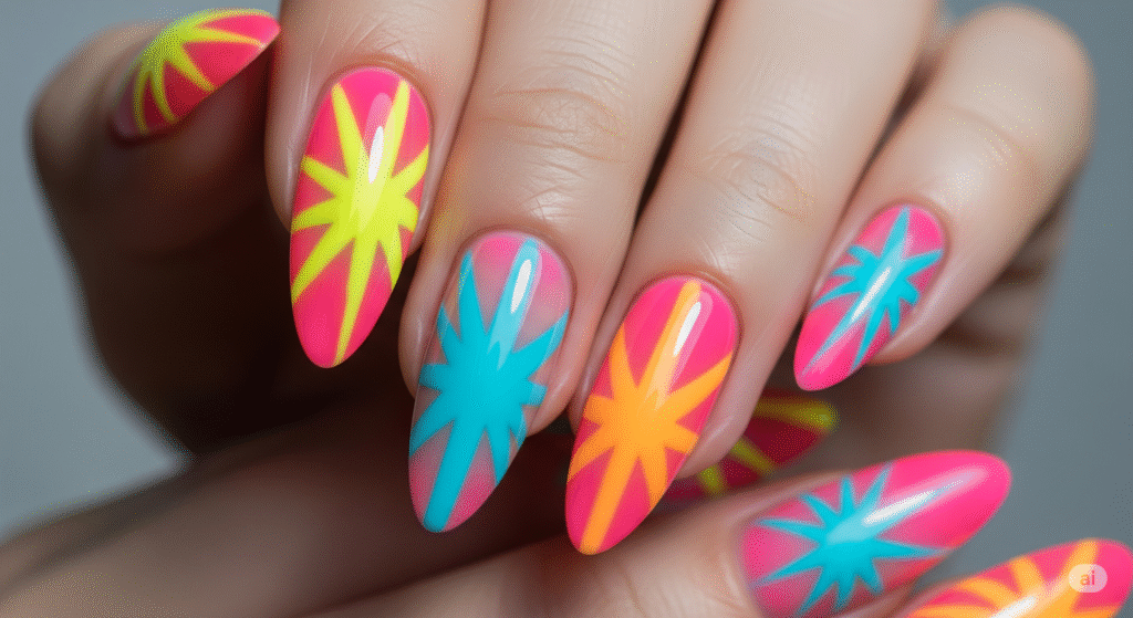 Starburst Neon Nails