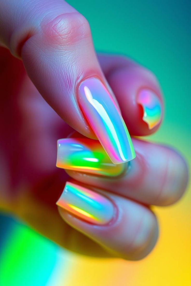 Neon Rainbow Nails