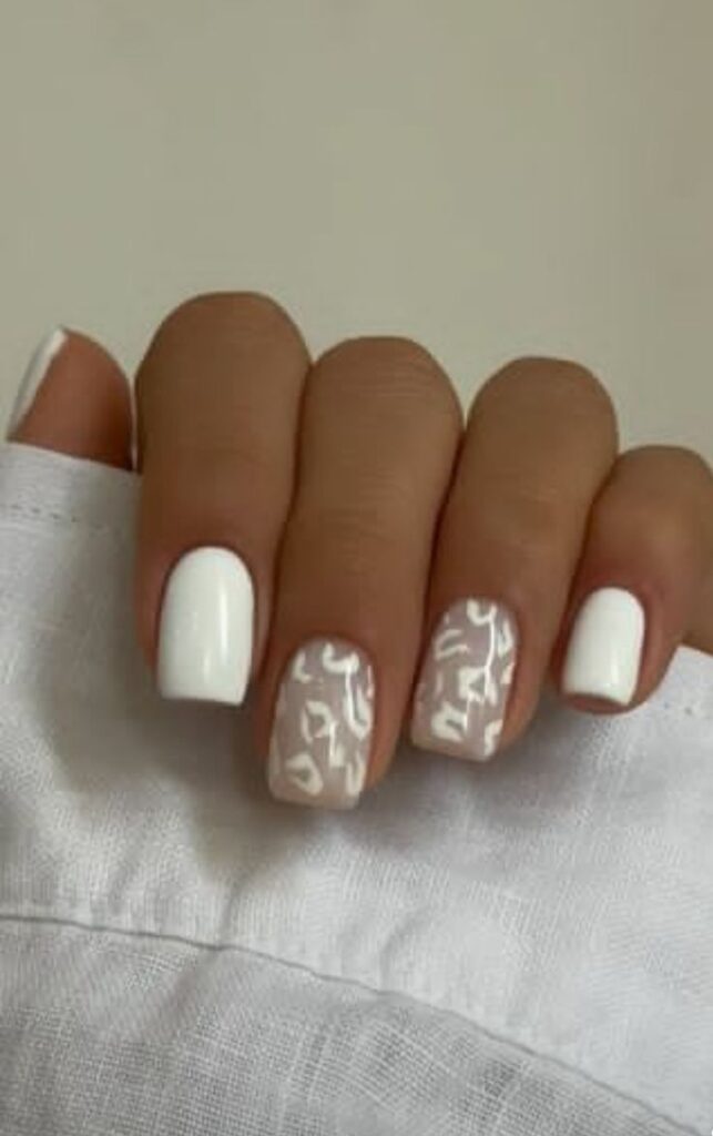 White Onesie Accent Nails