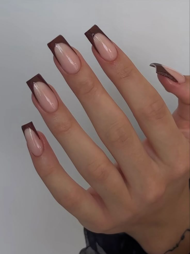 Brown French Tip Nails