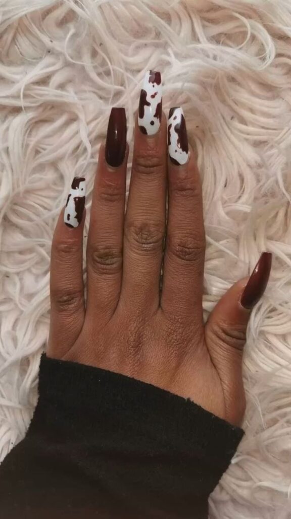 Brown Cow Print Nails