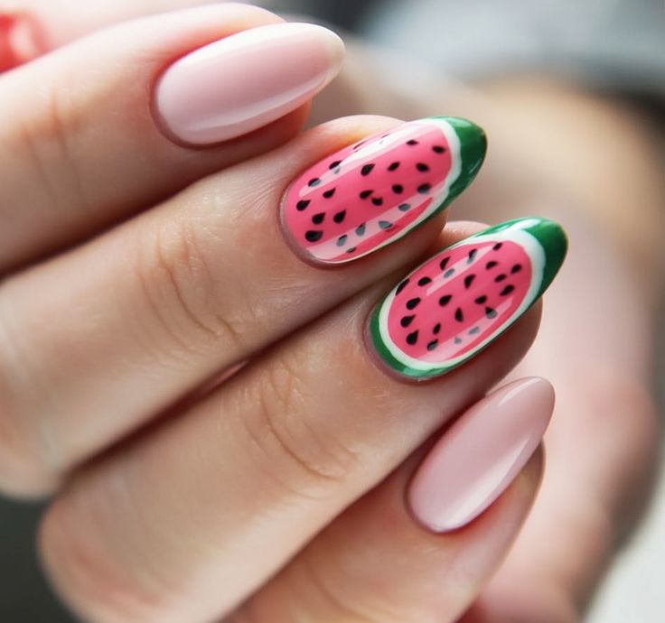Classic Watermelon Slice Nails