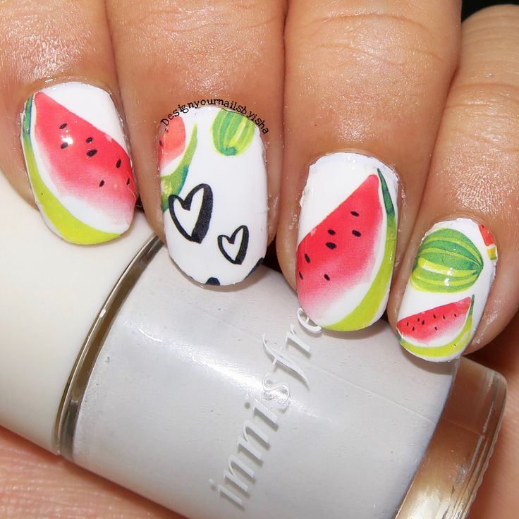 Watermelon Hearts Nails