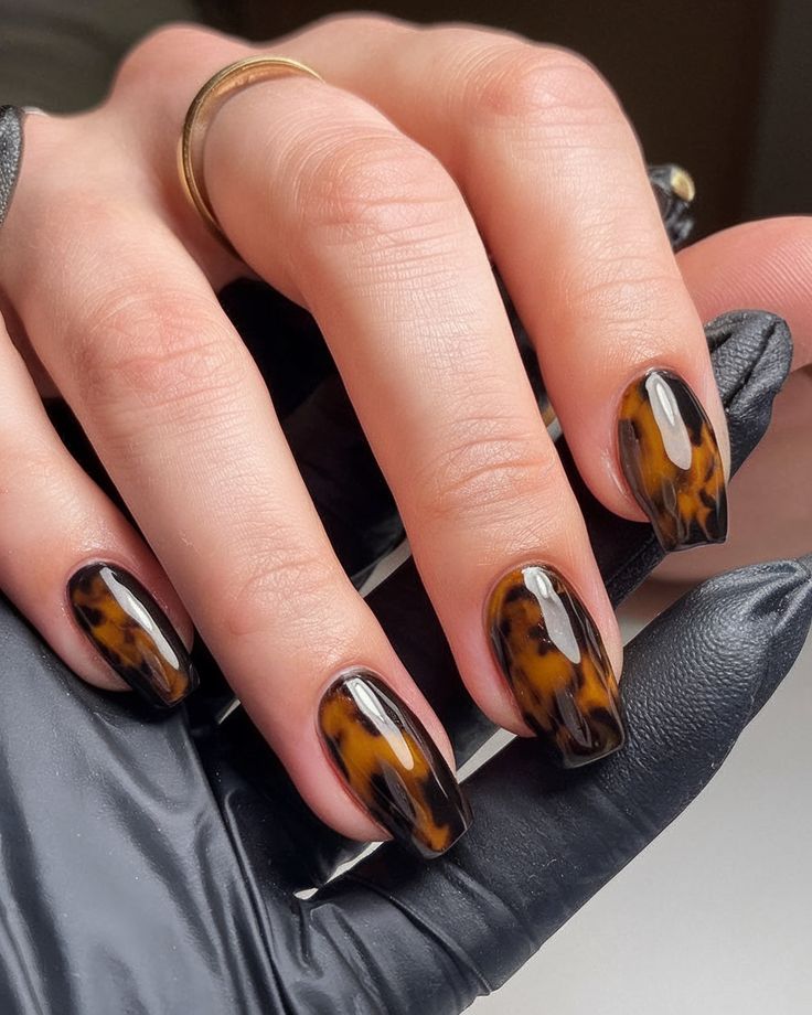 Brown Tortoise Shell Nails