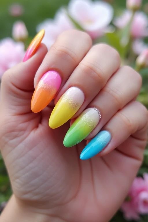 Rainbow Tip Nails