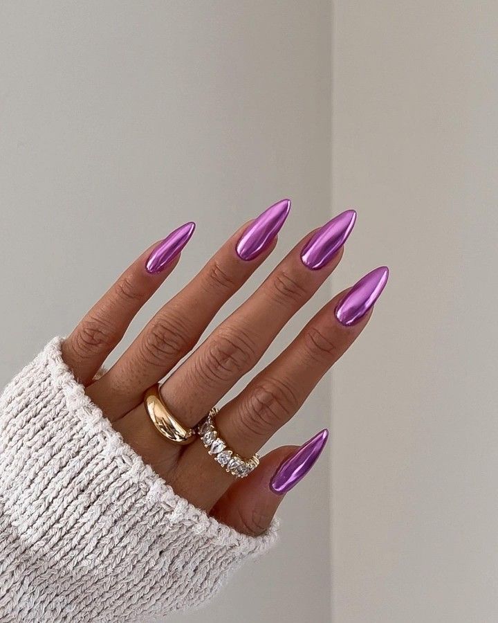 Lilac Chrome Nails