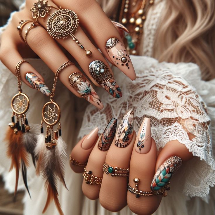Dreamcatcher Boho Nails