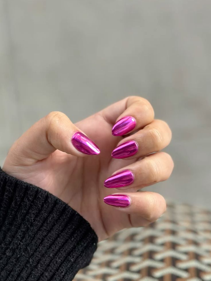 Magenta Chrome Nails