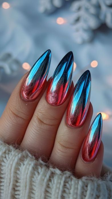 Blue and Red Nails