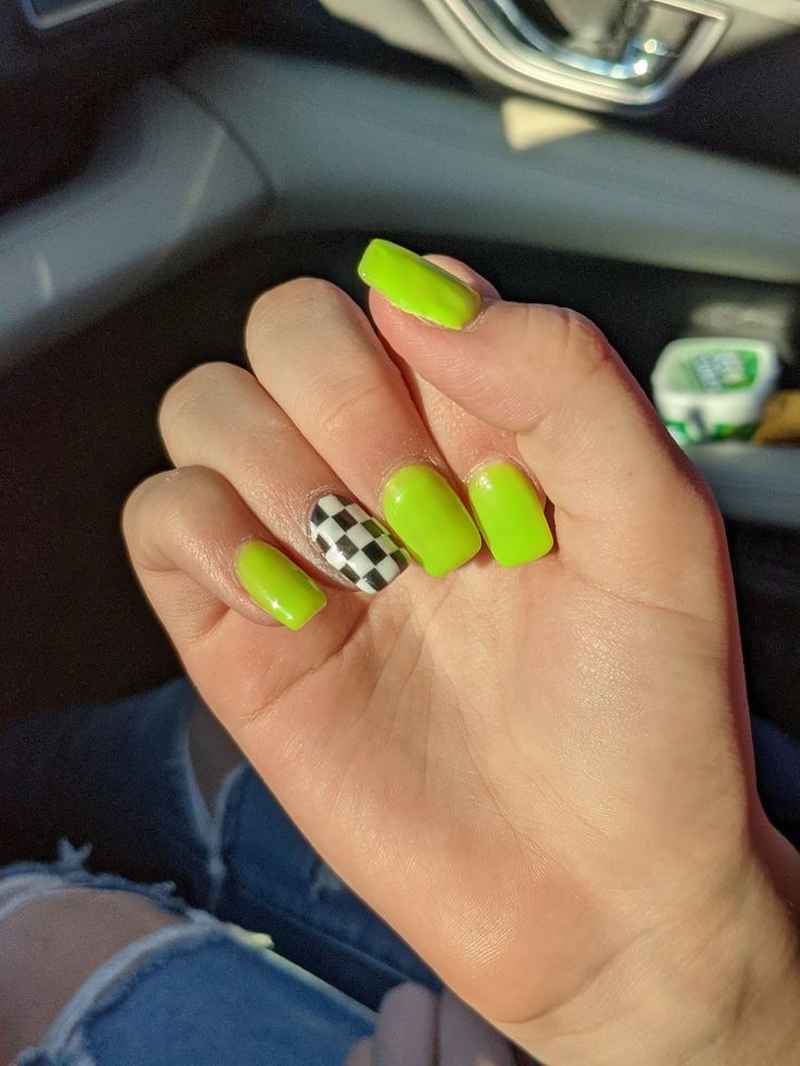 Lime Green Checkerboard