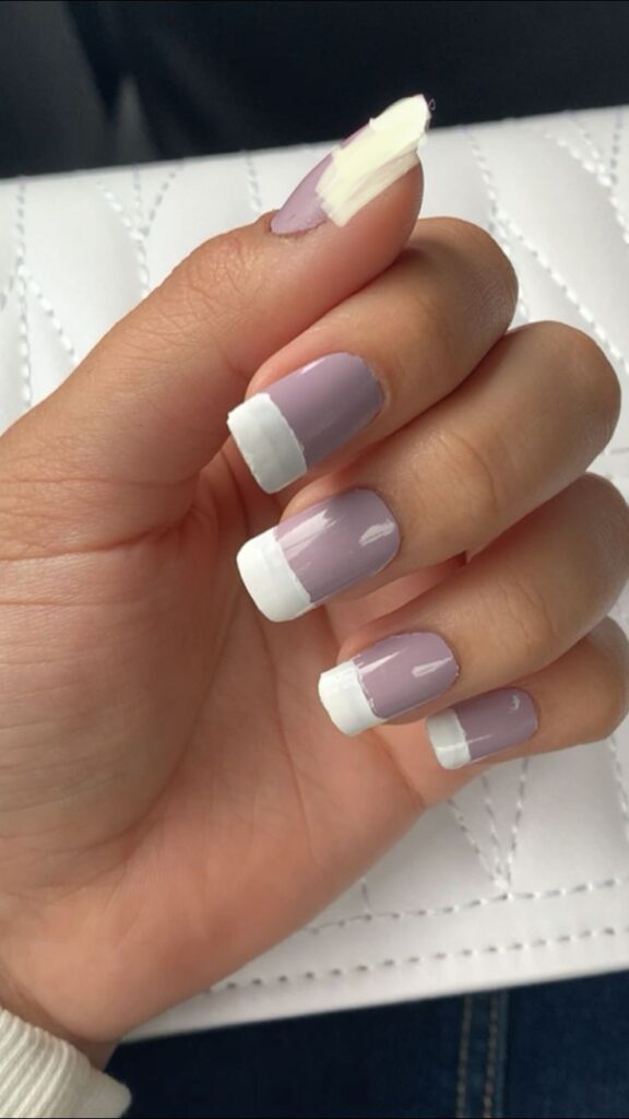 Dusty Rose-Purple French Tips