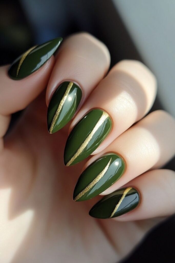 Olive Green with Gold Foil