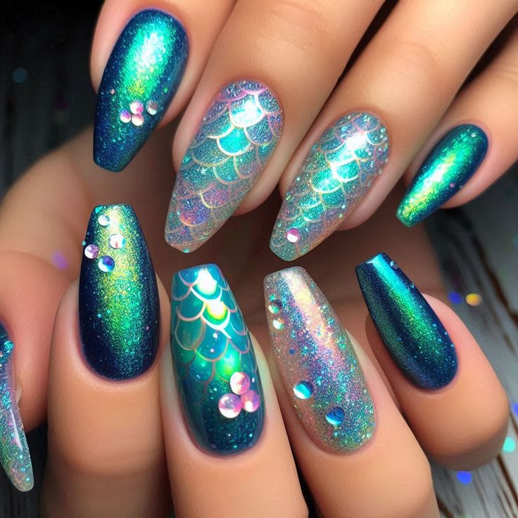 Iridescent Scale Nails