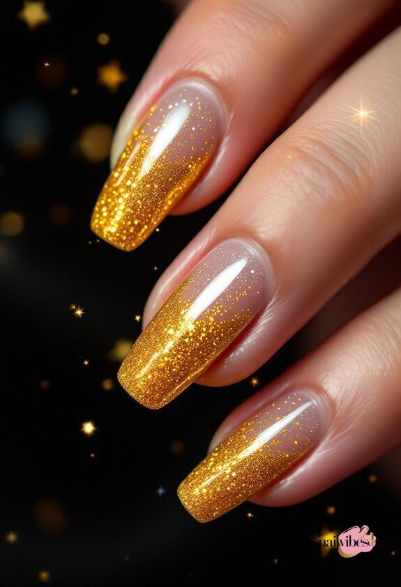 Gold Glitter Tips