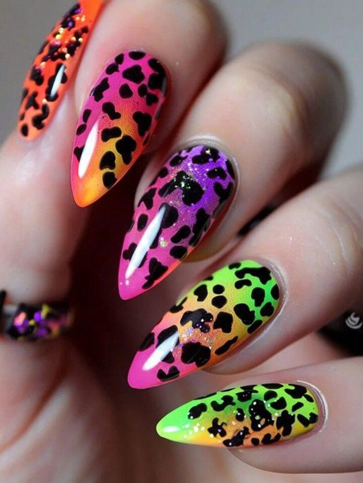 Rainbow Leopard Nails