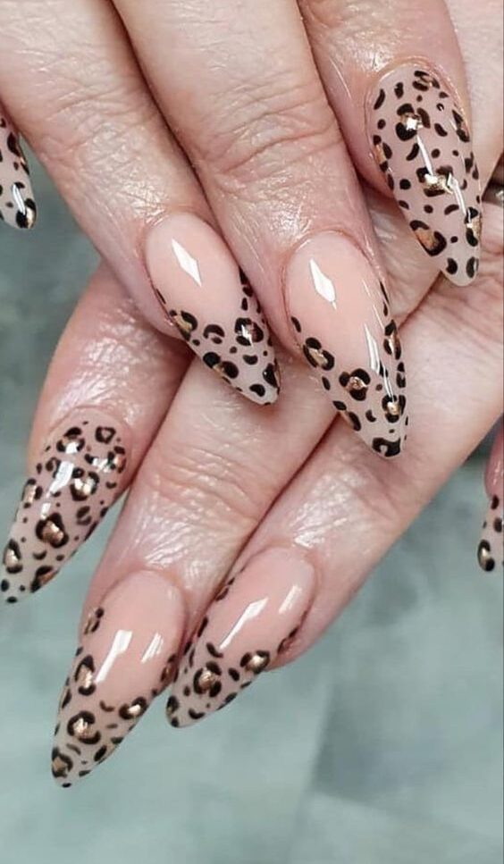 Classic Nude Leopard Nails