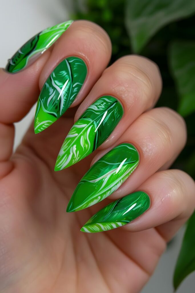 Tropical Leaf Nails