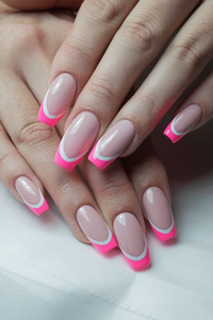 Classic French with Neon Tips