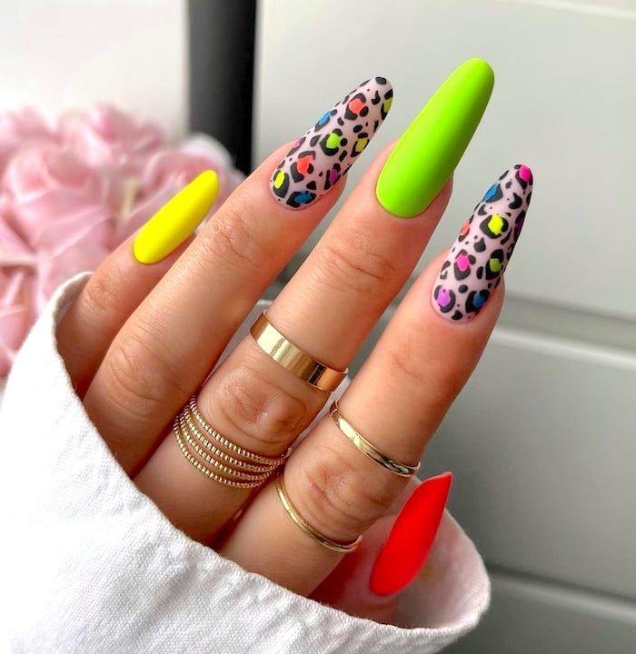 Neon Leopard Nails