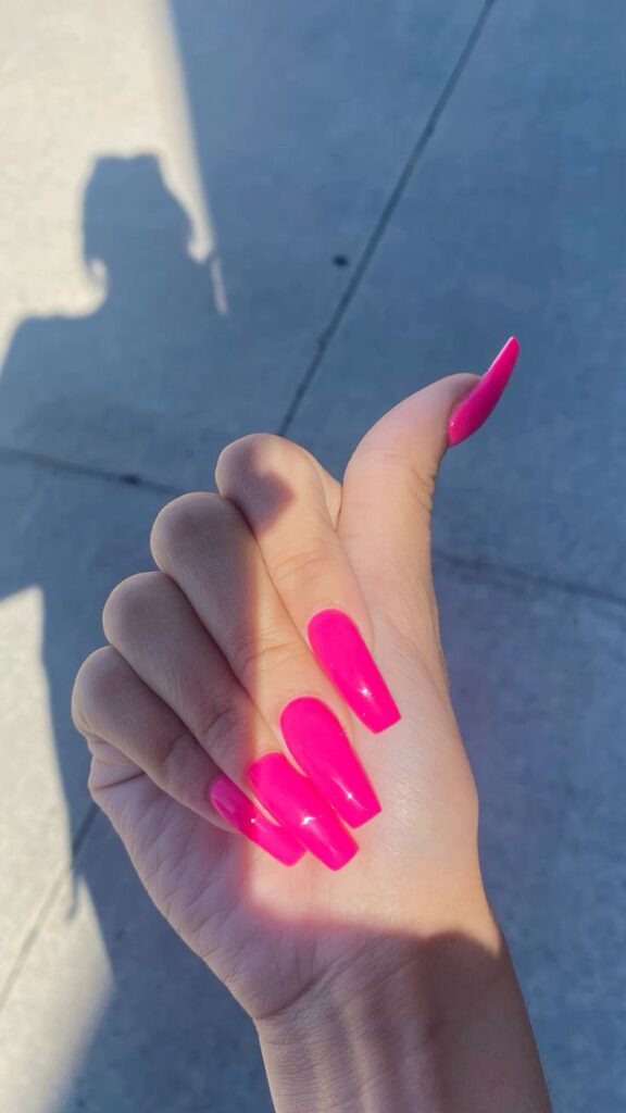 Hot Pink Coffin Nails