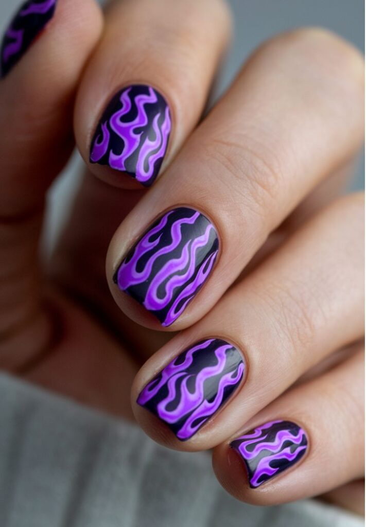 Black Base with Purple Flames