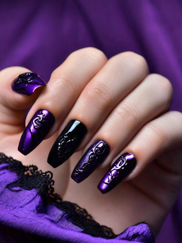 purple Holographic with Black Lace