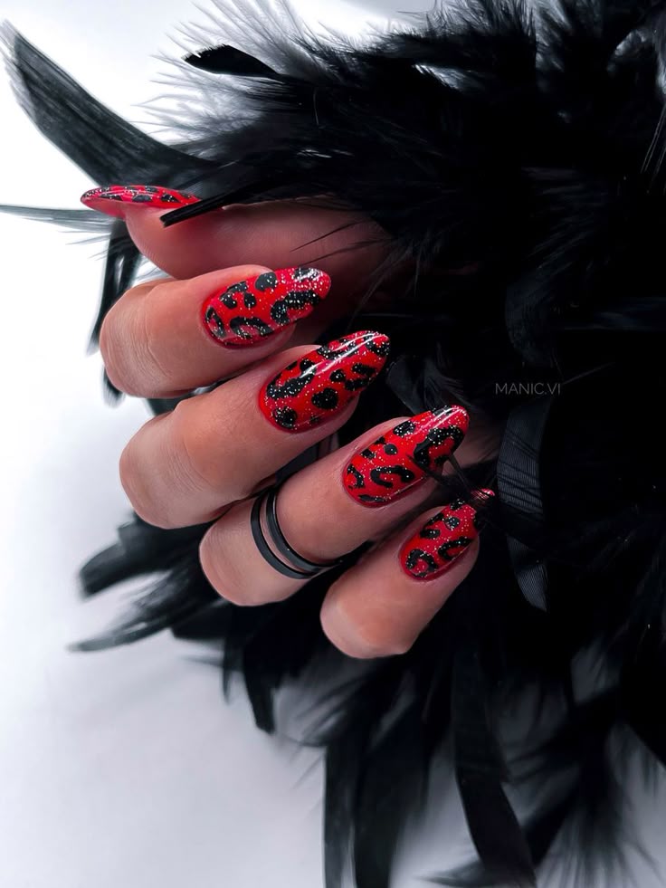 Red Leopard Nails
