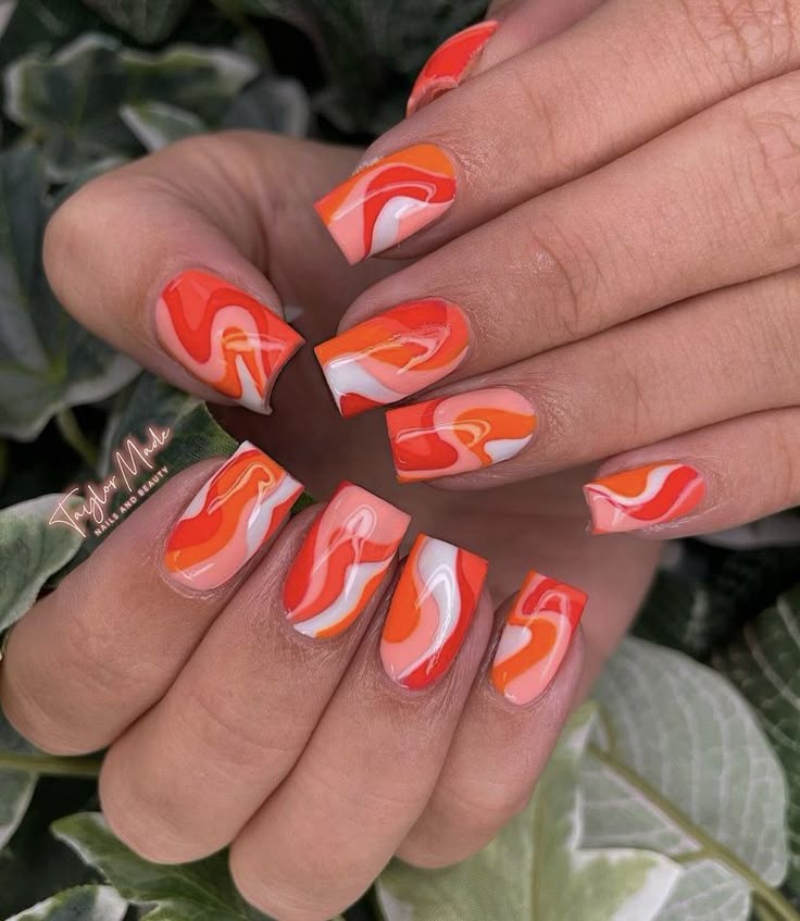 Orange and White Swirls