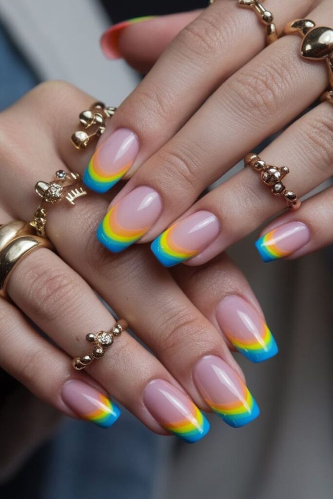 Rainbow French Tips
